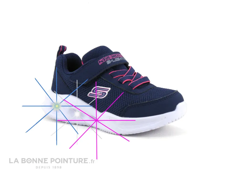Achat chaussures Skechers Bébé Basket, vente Skechers 303715N SOLA GLOW NVY - Basket bleue fille