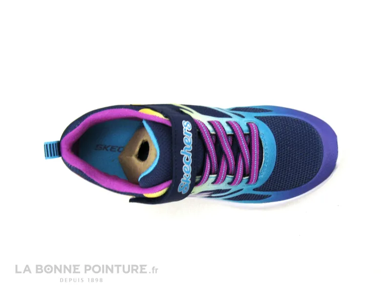 Achat chaussures Skechers Enfant Basket, vente Skechers 303503 Power Jams Navy Multi - Lacet violet - Basket fille
