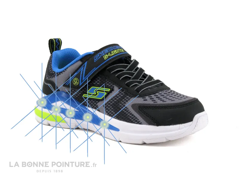Achat chaussures Skechers Enfant Basket, vente Skechers 401660L TRI-NAMICS BKYB - Basket GARCON Noire et bleue