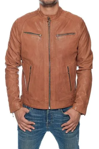 Blouson cuir Lamb castel Daytona Emerson camel