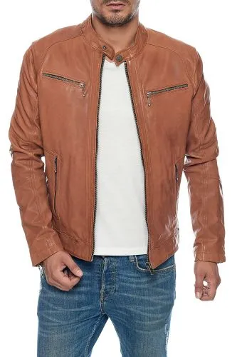 Blouson cuir Lamb castel Daytona Emerson camel