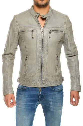  Blouson cuir Oakwood Casey gris.
