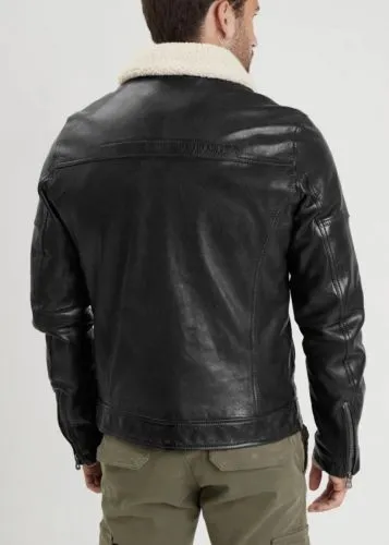 BLOUSON EN CUIR DAYTONA 73 PLATON BLACK COL AMOVIBLE