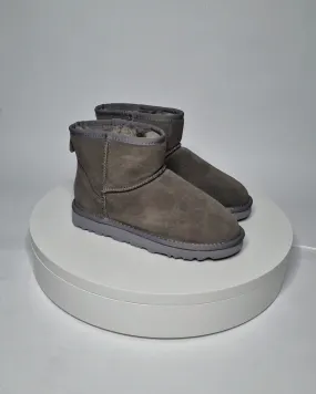 Boots fourrées CUIR femme courte grise