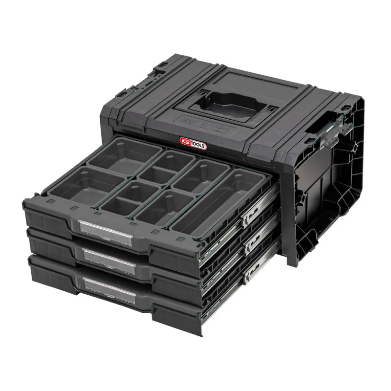 Caisse SCM à 3 tiroirs, 9 séparateurs amovibles et 21 gobelets KS TOOLS 850.0386