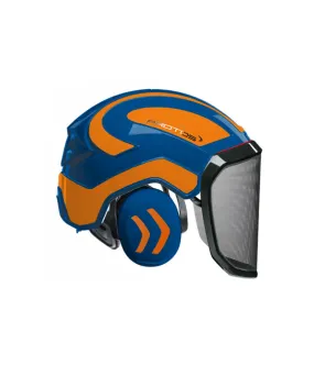 Casque Protos intégral Forest Bicolore bleu-orange fluo