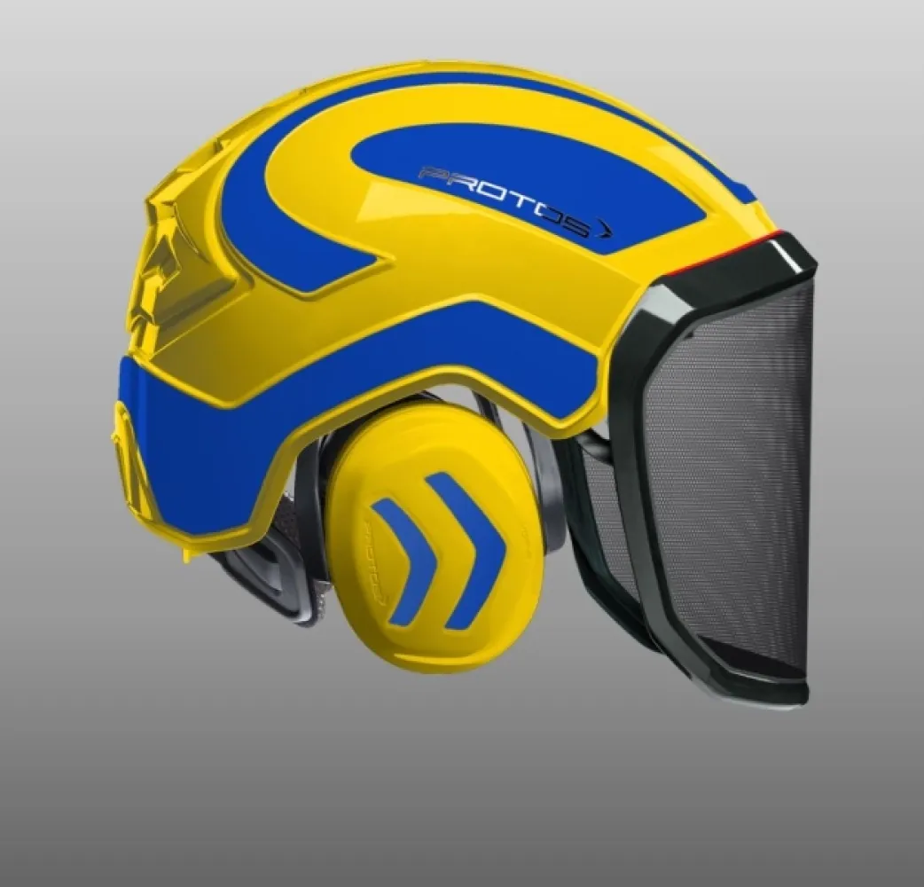Casque Protos® Integral Forest Pfanner (Jaune et Bleu)