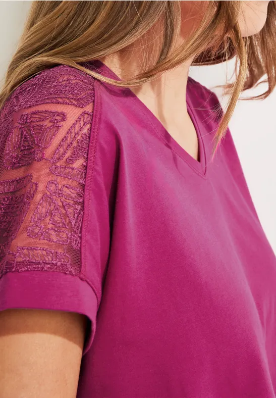 CECIL T-shirt avec détail en dentelle 