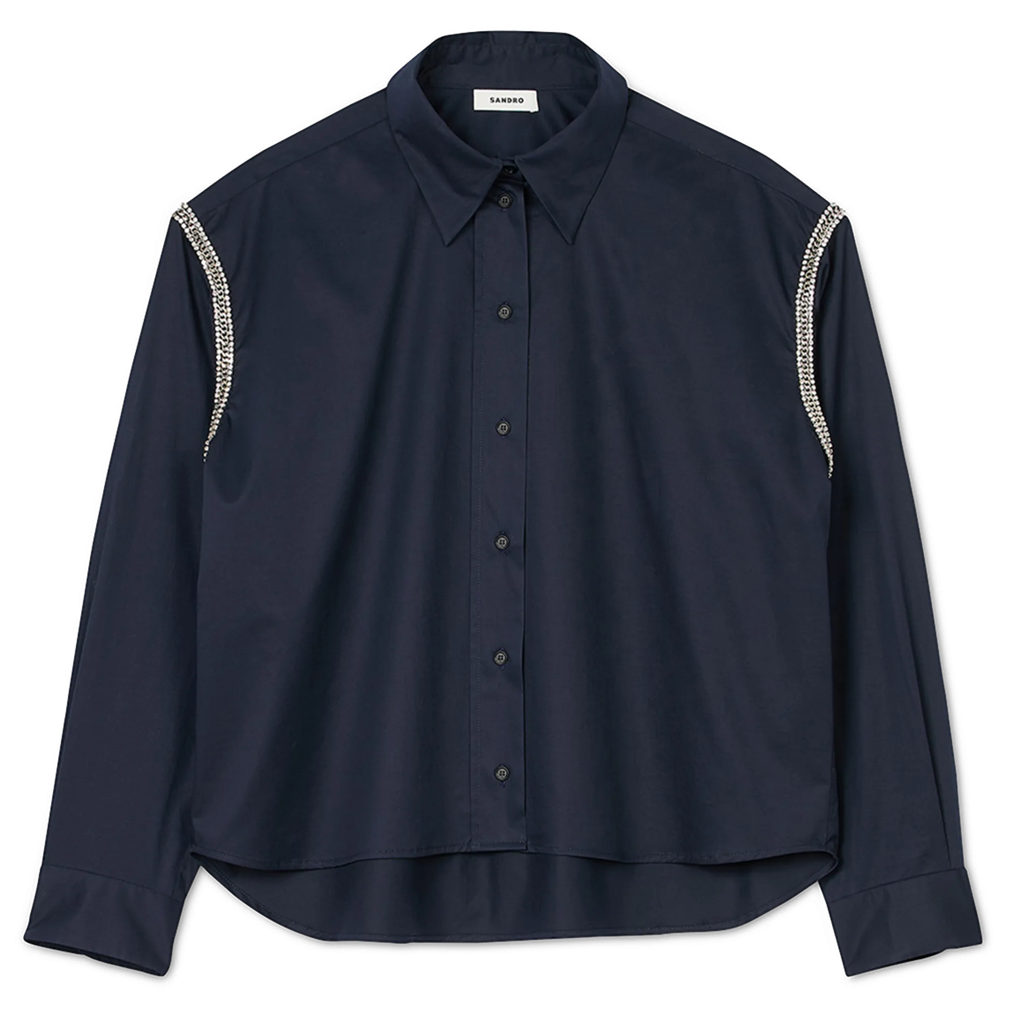 CHEMISE COL CLASSIQUE EN COTON à STRASS - SANDRO pour FEMME | Printemps