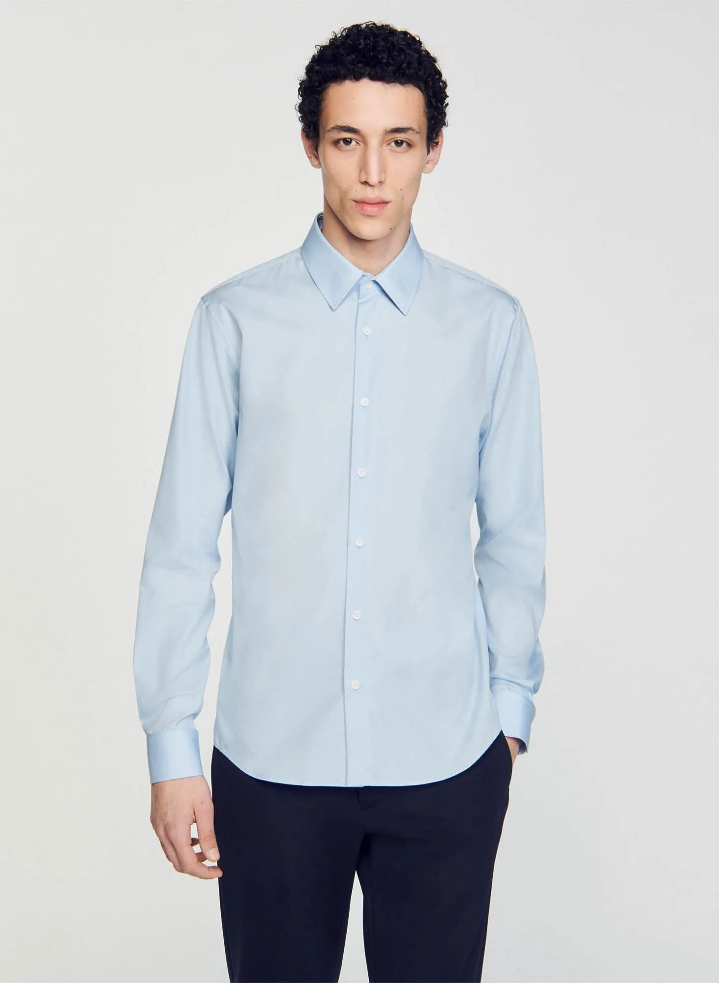 CHEMISE DROITE COL CLASSIQUE EN COTON - SANDRO pour HOMME | Printemps