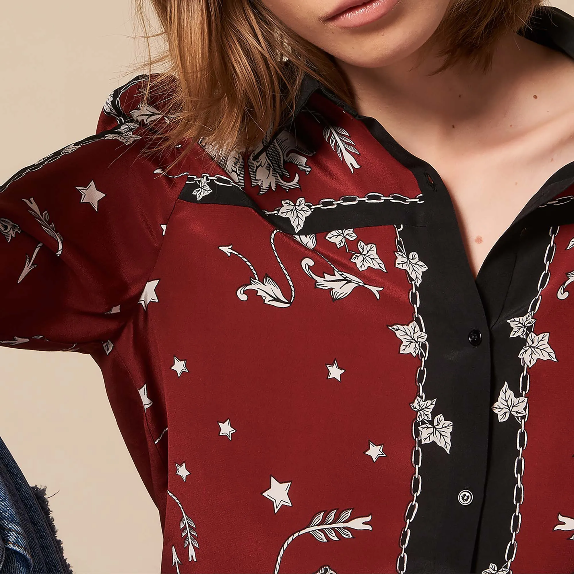 Chemise en soie imprimée all over