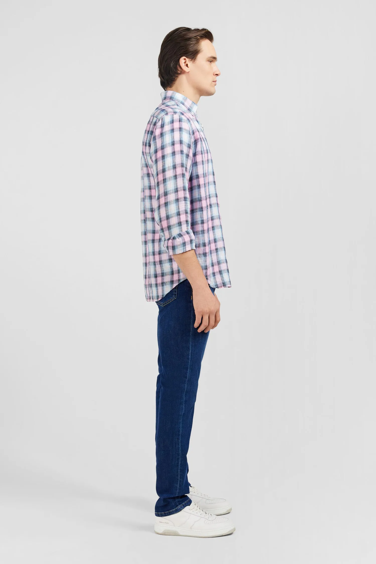 Chemise rose à carreaux
