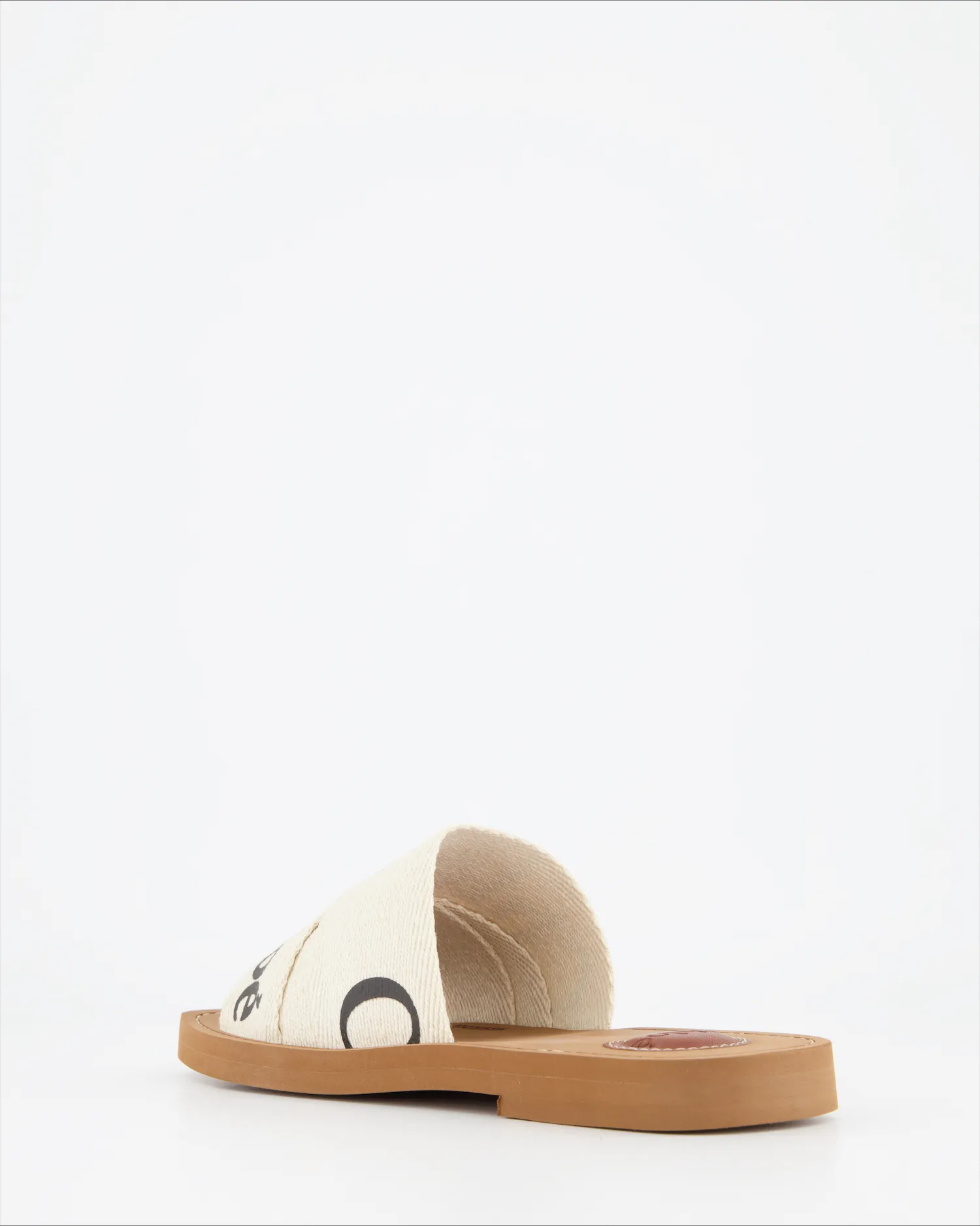 Chloé mules plates woody en lin blanc et noir