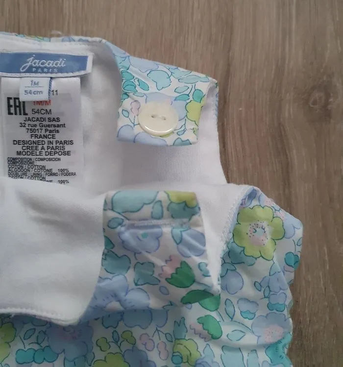 Combinaison fleurie 1 mois - Jacadi - 1 mois  | Beebs
