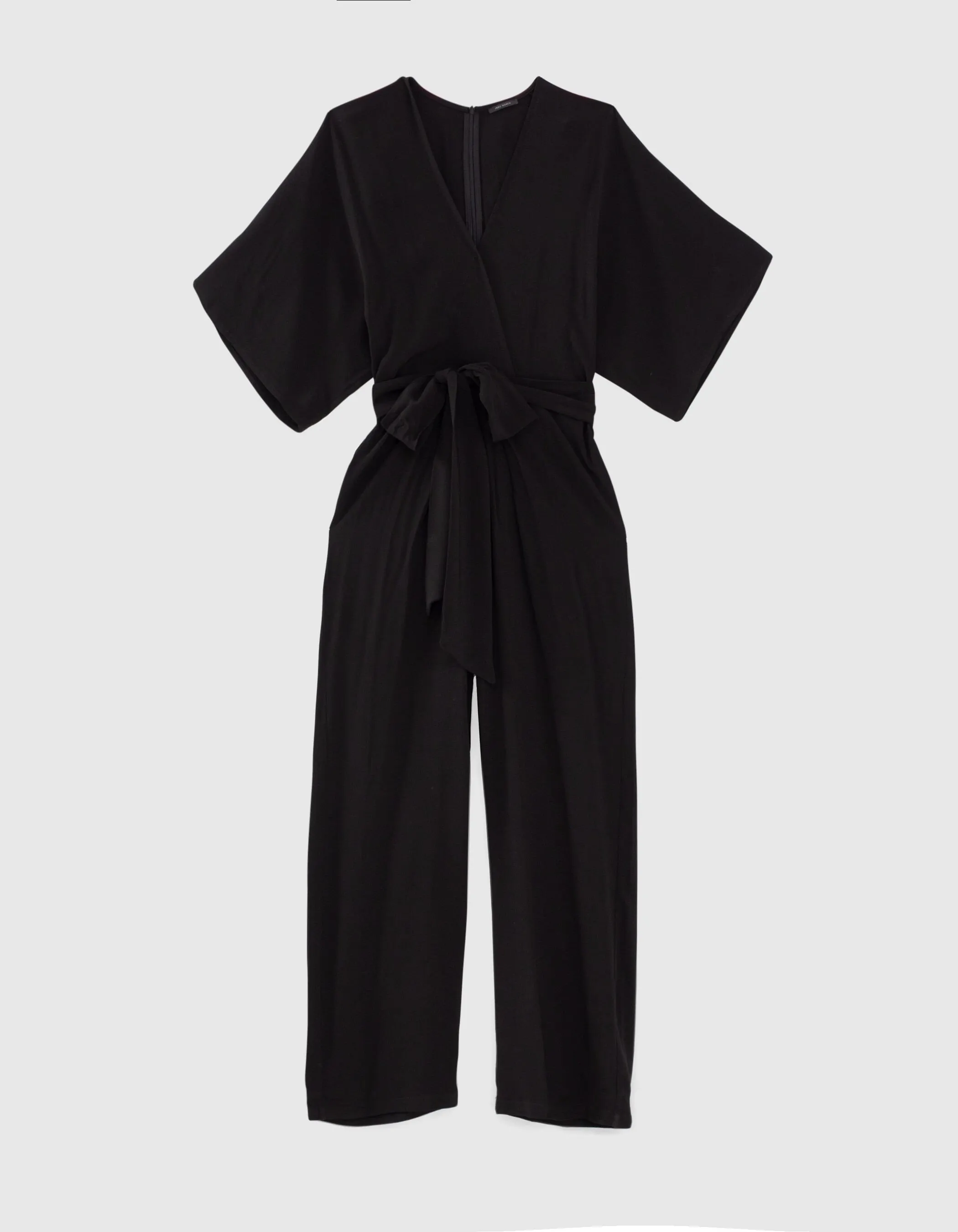 Combinaison longue en viscose noire manches kimono femme