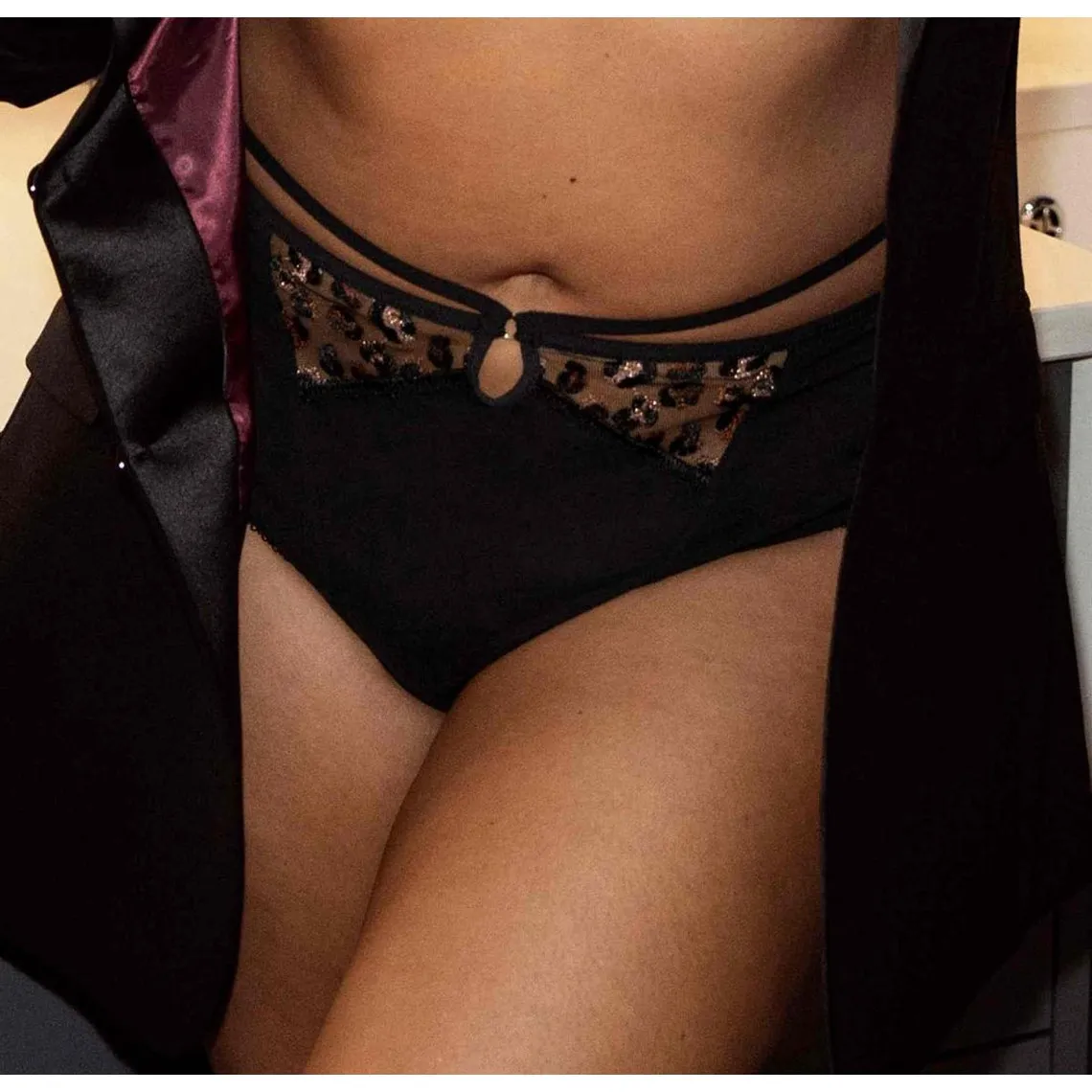 Culotte brésilienne - Noir à Motifs Léopard - Elomi | 3 Suisses