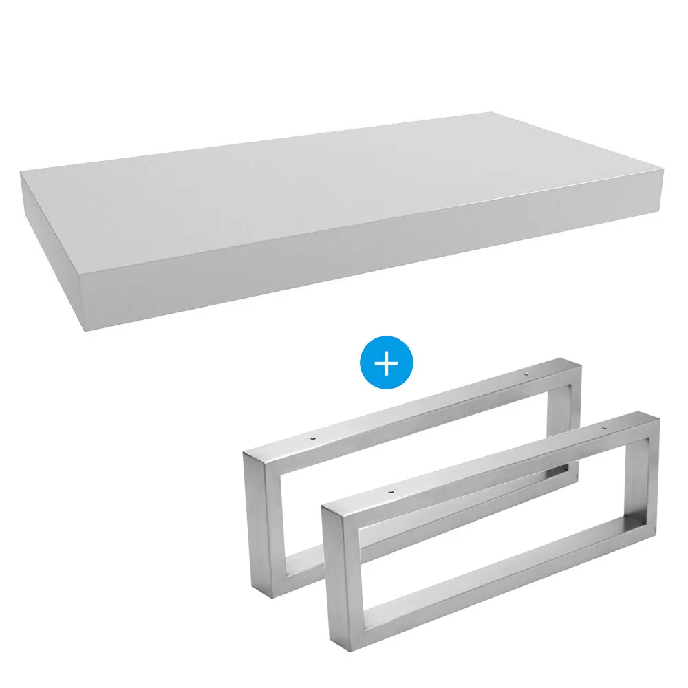 Egger Set Naturel plan vasque 100x8x50 cm + 2 fixations porte serviette 45 cm, blanc mat (DO10050BM-FIX3)