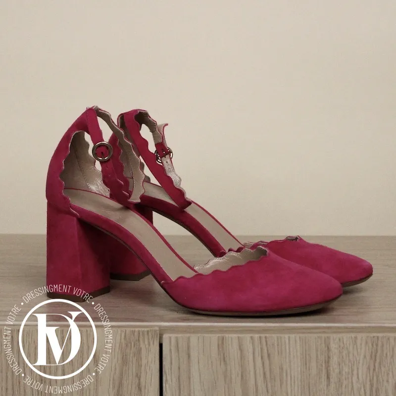Escarpins Lauren à bride en suede rose p.37 – Chloé