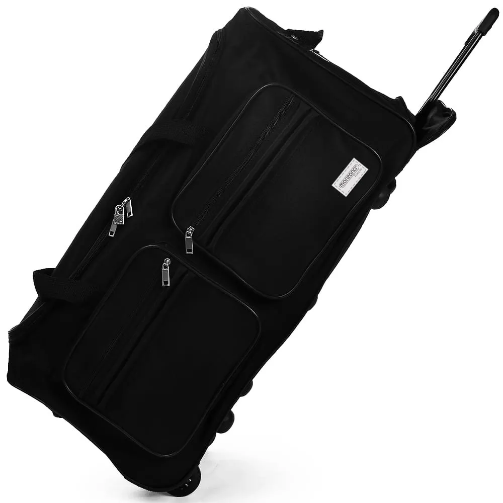Grand sac de voyage noir trolley 85L avec roulettes | DeubaXXL