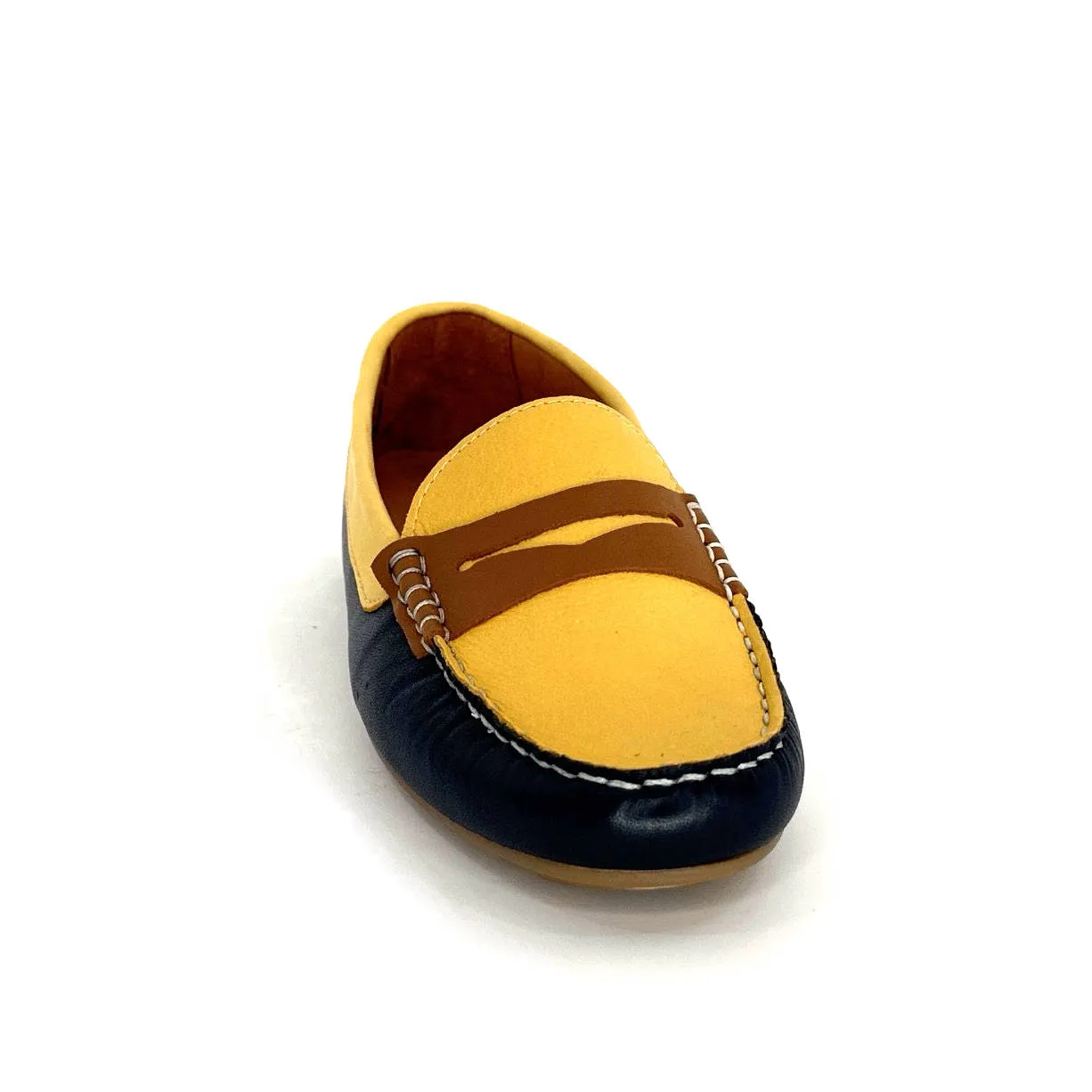 Ivoire 10322 Sauvage Cuir Bleu Marine Jaune Marron
