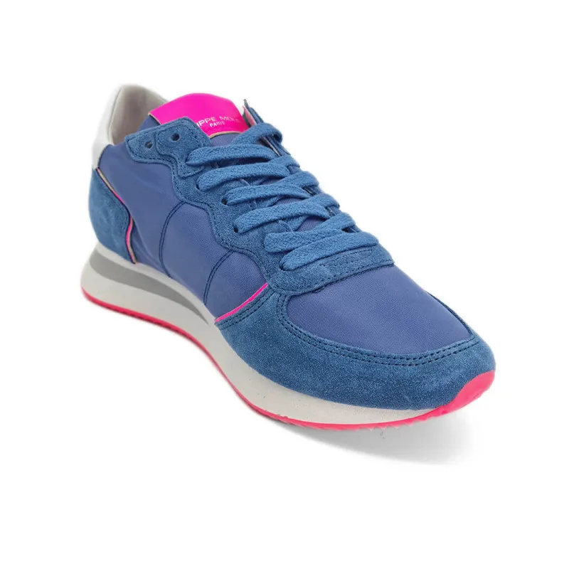 La basket TRPX Low Woman en cuir bleu - Philippe Model - Scarpe