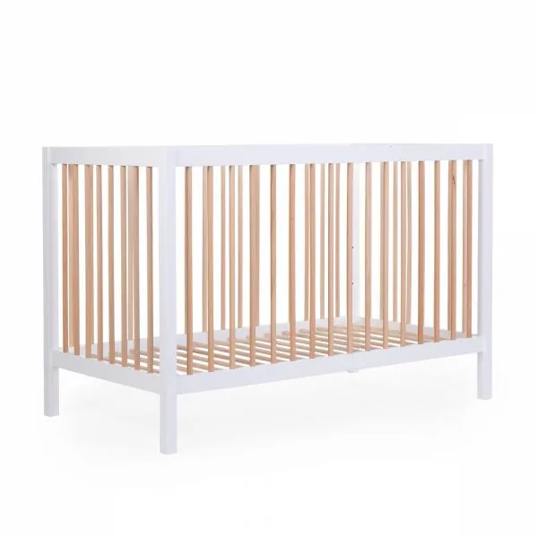 Lit bébé 60x120cm Blanc et Naturel COT 97