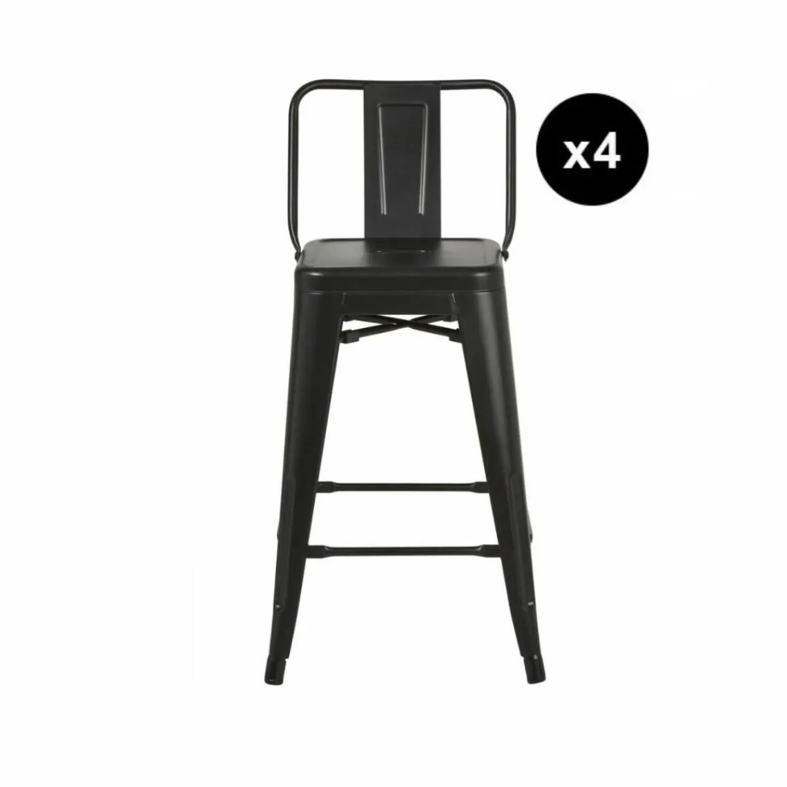 Lot de 4 Tabourets de bar Factory Noir | 3 Suisses