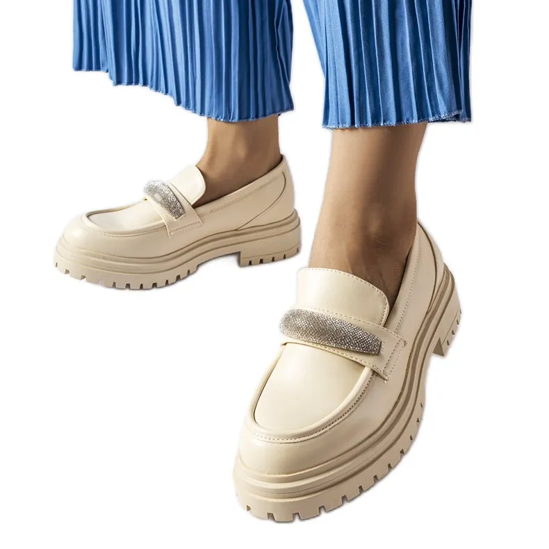 Mocassins beiges avec strass de Hartford