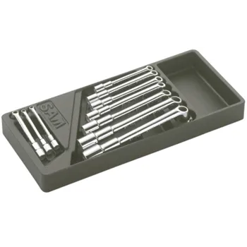 Module de 10 clés à pipe débouchées 6/12 pans, satinées