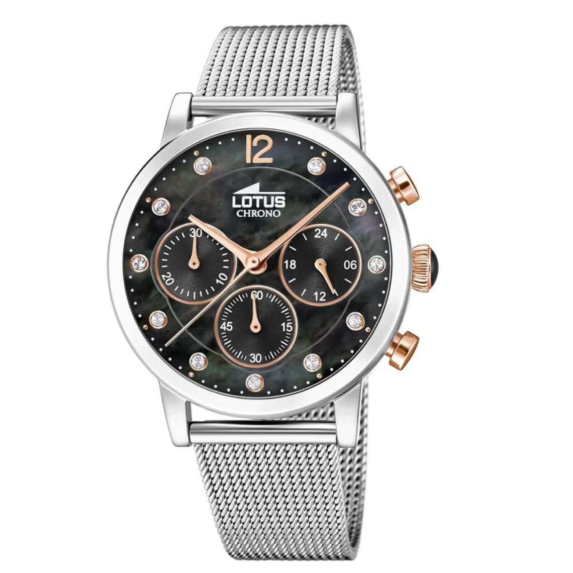 Montre Lotus L18676-4 - TRENDY Chronographe Acier Argenté Cadran Noir Femme | 3 Suisses