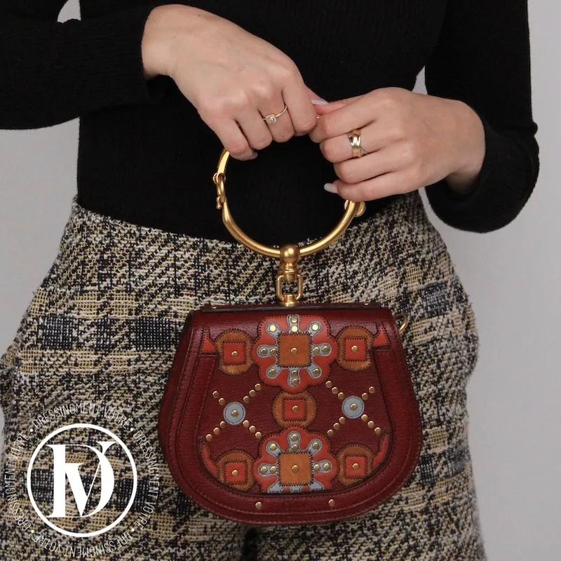 Petit sac bracelet Nile en cuir bordeaux – Chloé