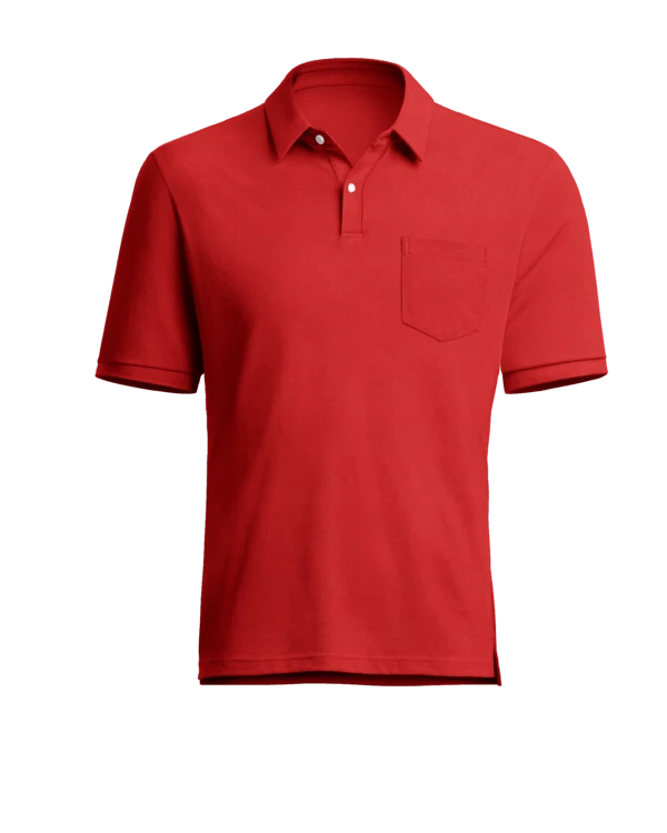 Polo piqué orange avec col contrasté et poche