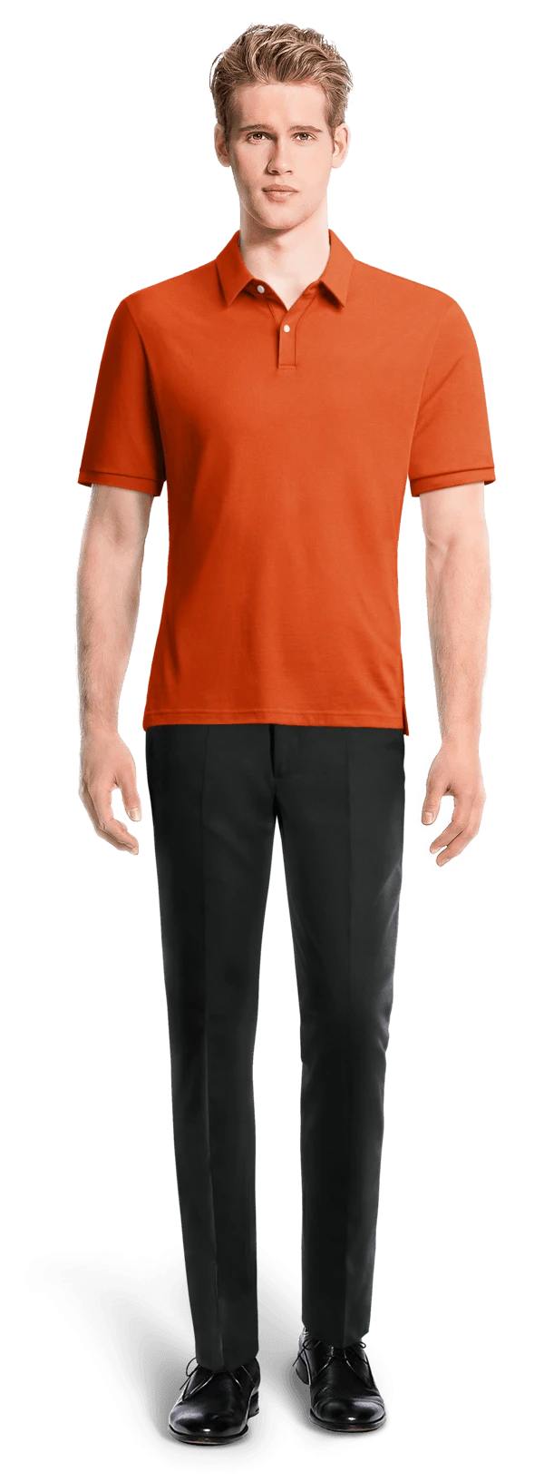 Polo piqué orange manches courtes