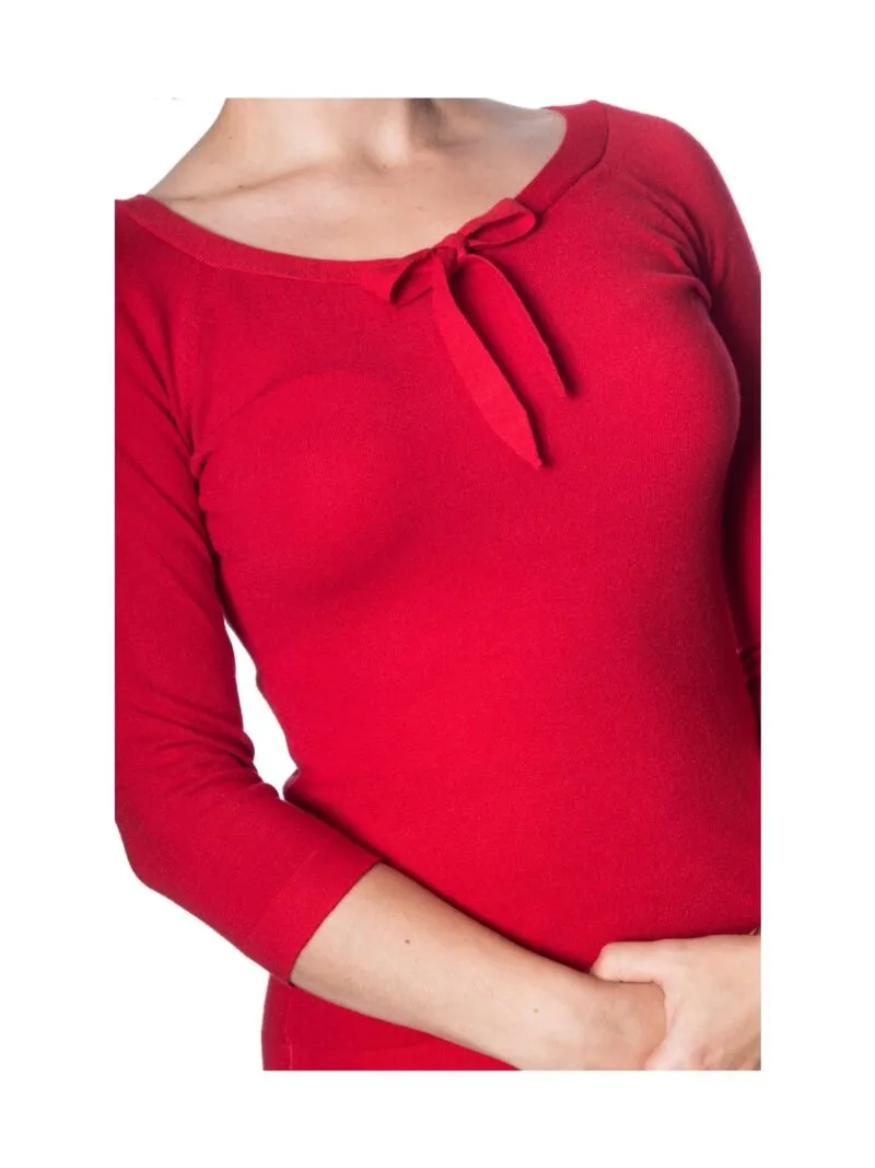 Pretty Illusion Vintage Haut En Maille Rouge – Banned