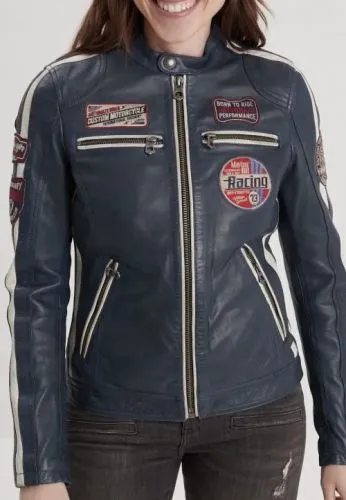 REXY BLOUSON CUIR FEMME STYLE BIKER 