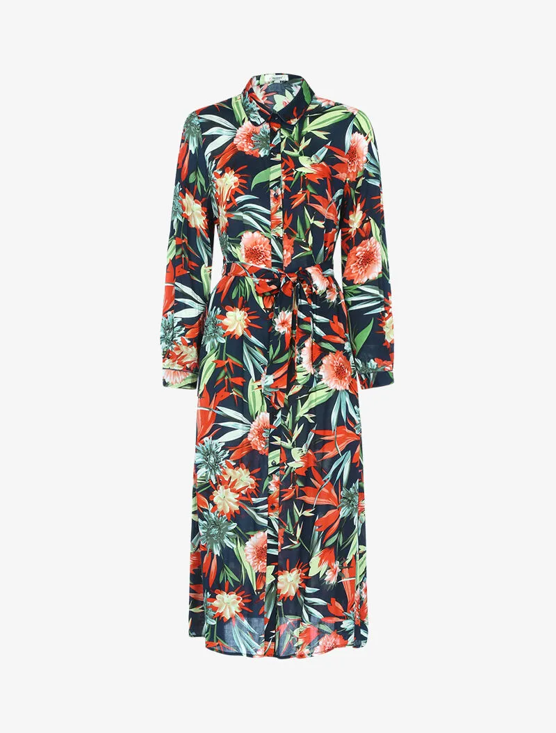 Robe à imprimé grosses fleurs - orange