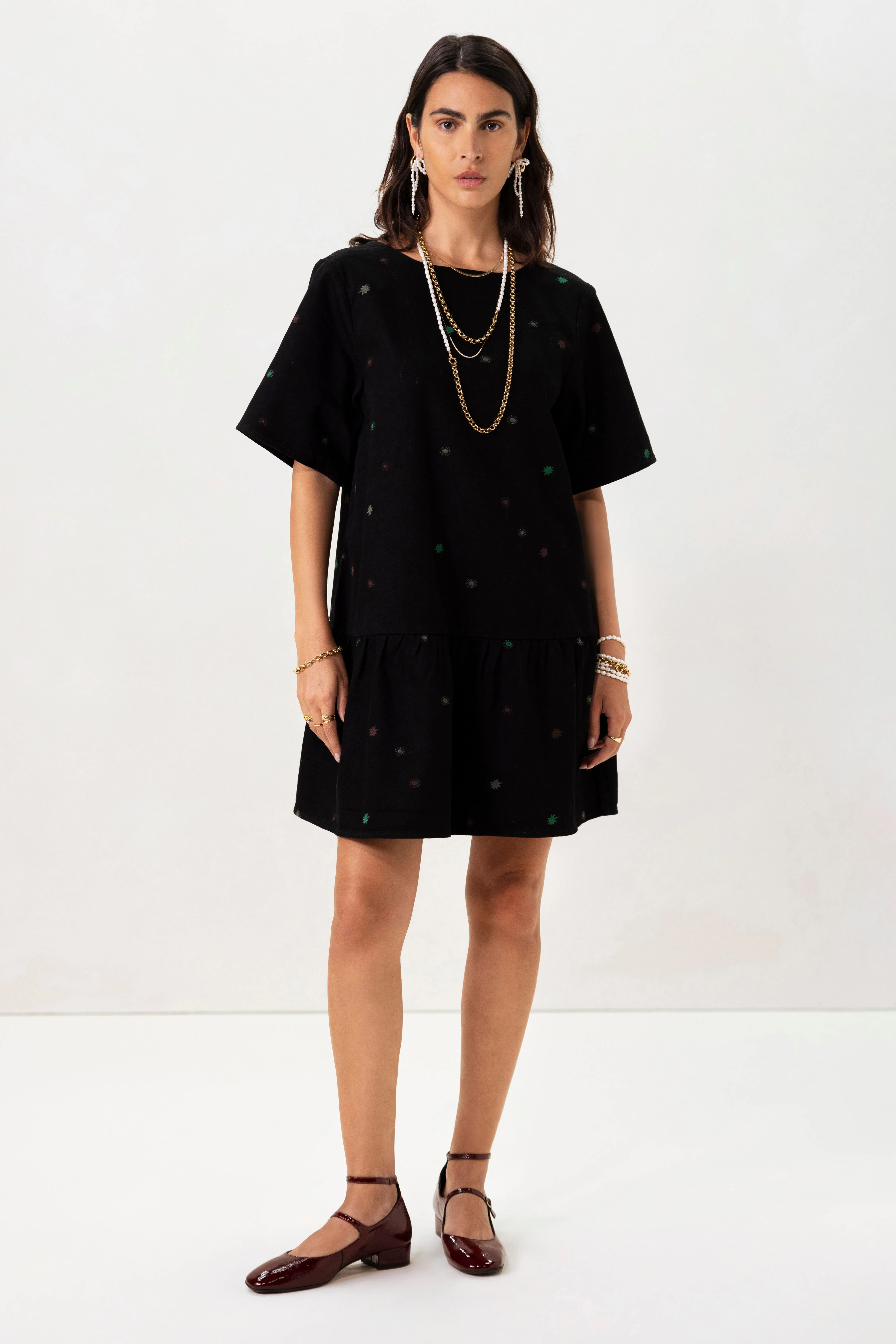 Robe avec broderie - noir