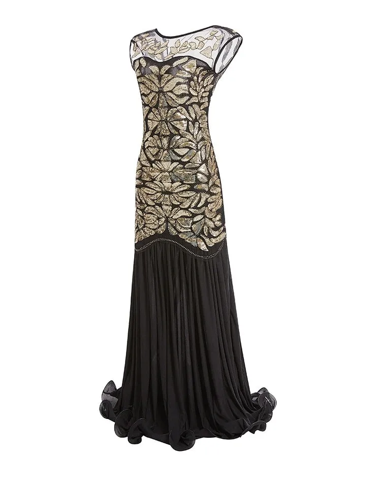 Robe Gatsby Année 30 Noir Or