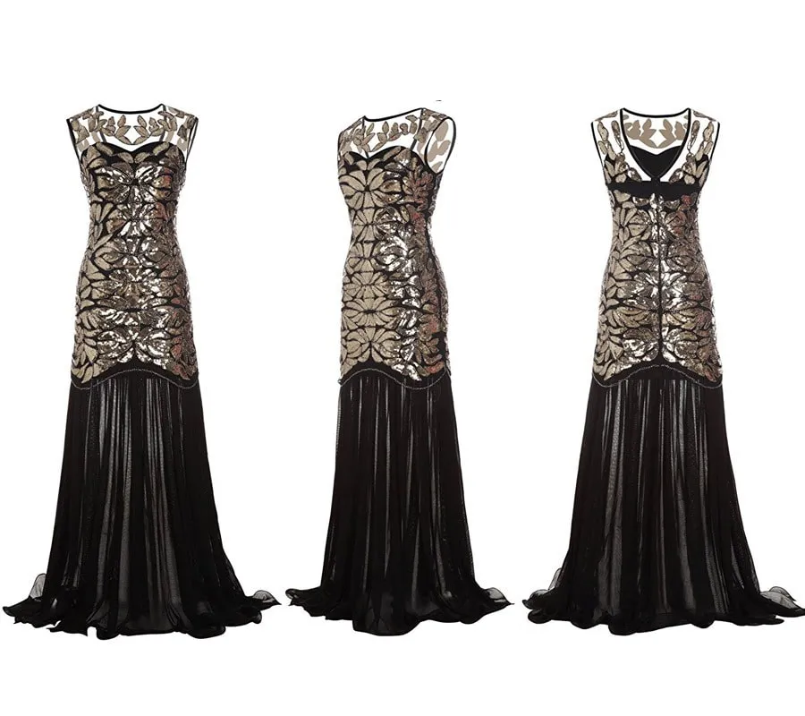 Robe Gatsby Année 30 Noir Or