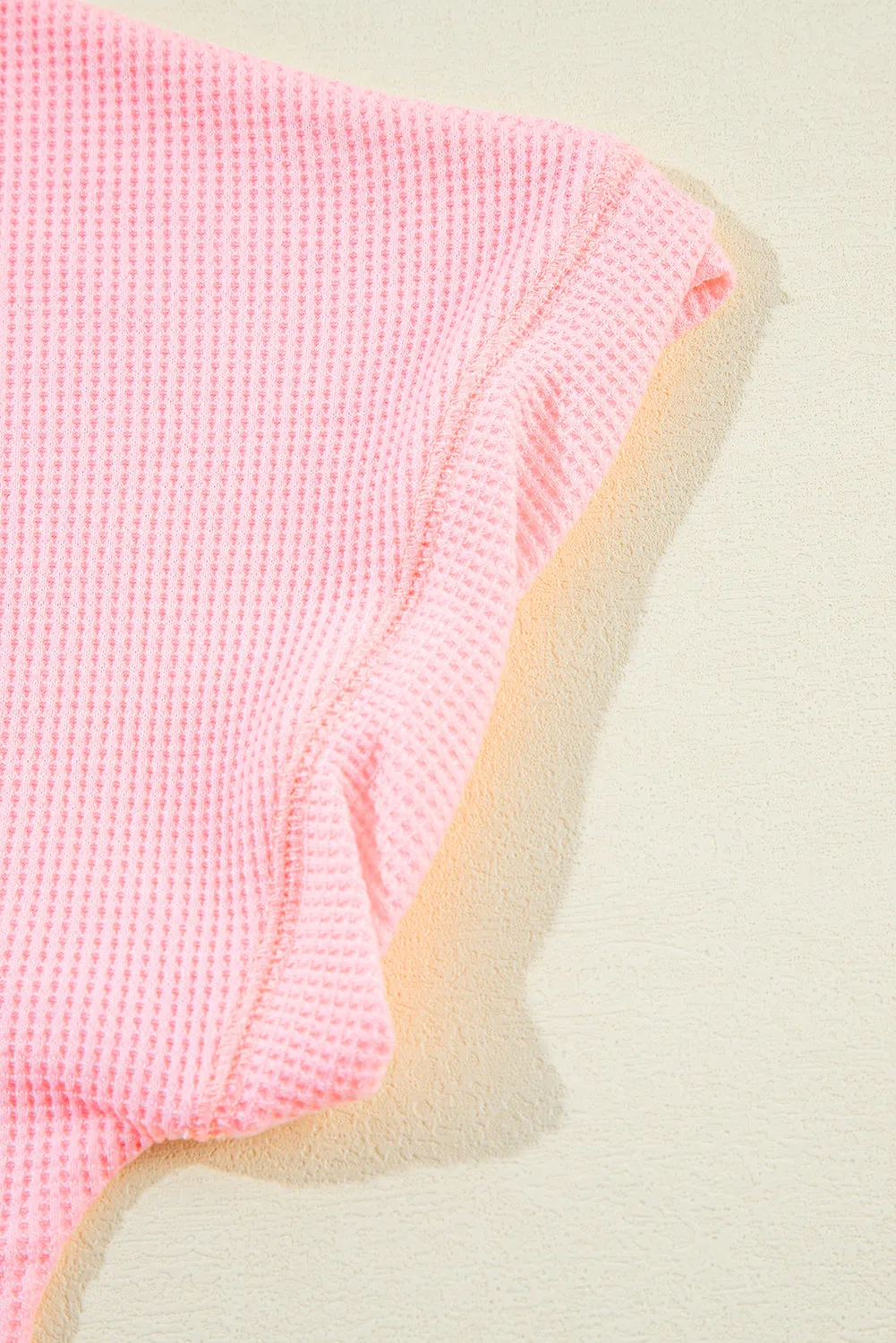 Rose - Ensemble T-shirt et Short Ctelé à Coutures Exposées Grande Taille