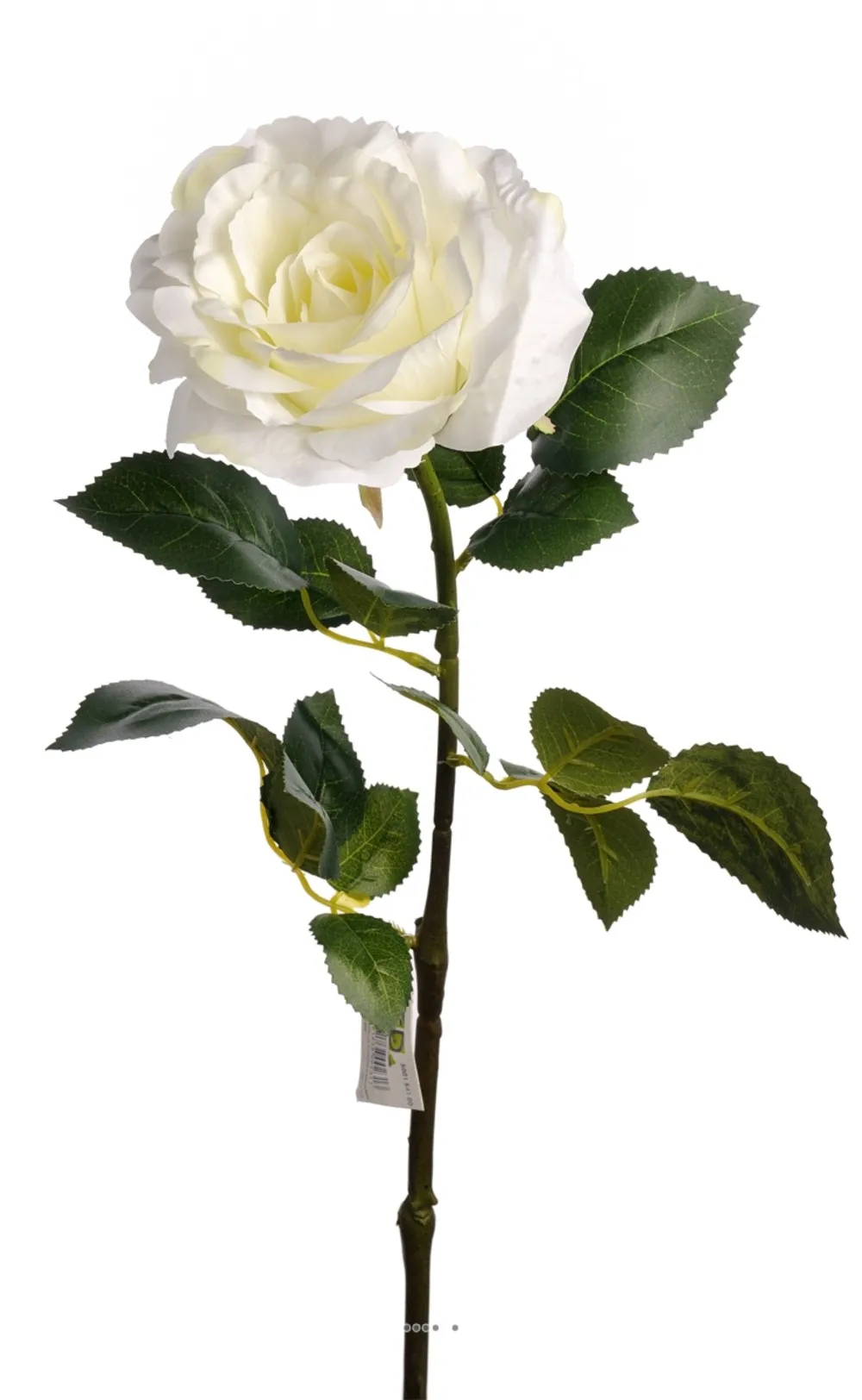 Rose maya artificielle blanc neige h75cm tête superbe 12cm 4 feuilles - couleur:
