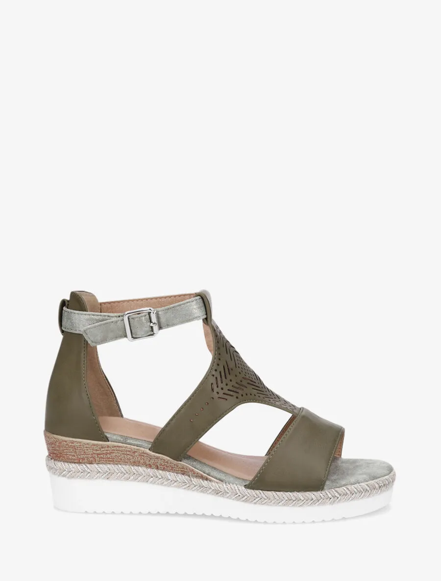 Sandales compensées et ajourée - Kaki