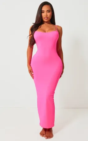 Shape Robe longue rose vif stretch à bretelles sans coutures