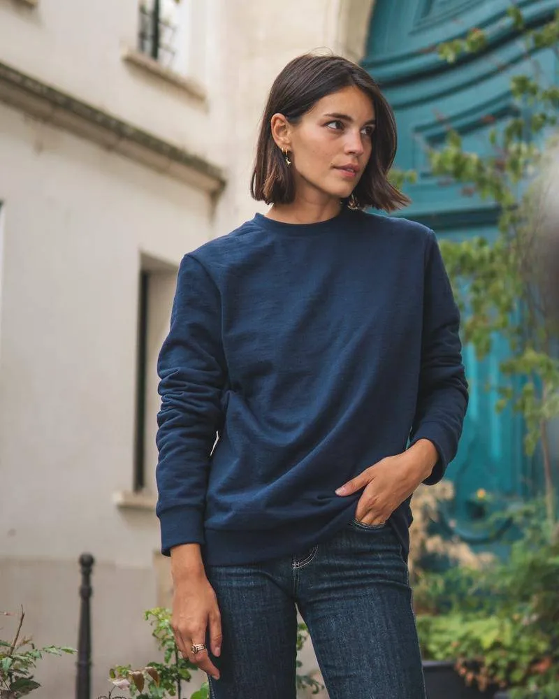 Sweat en coton recyclé bleu marine - Héro - Marques de France