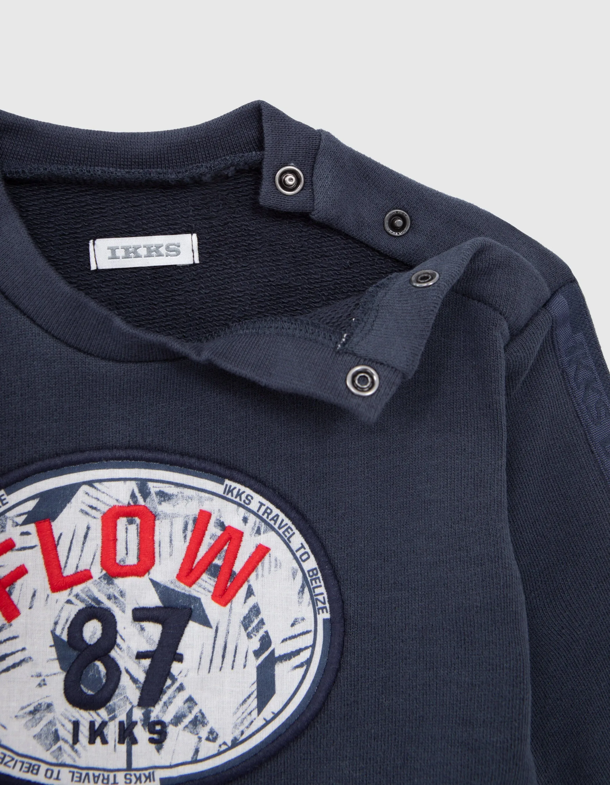 Sweat marine coton bio maxi badge brodé bébé garçon