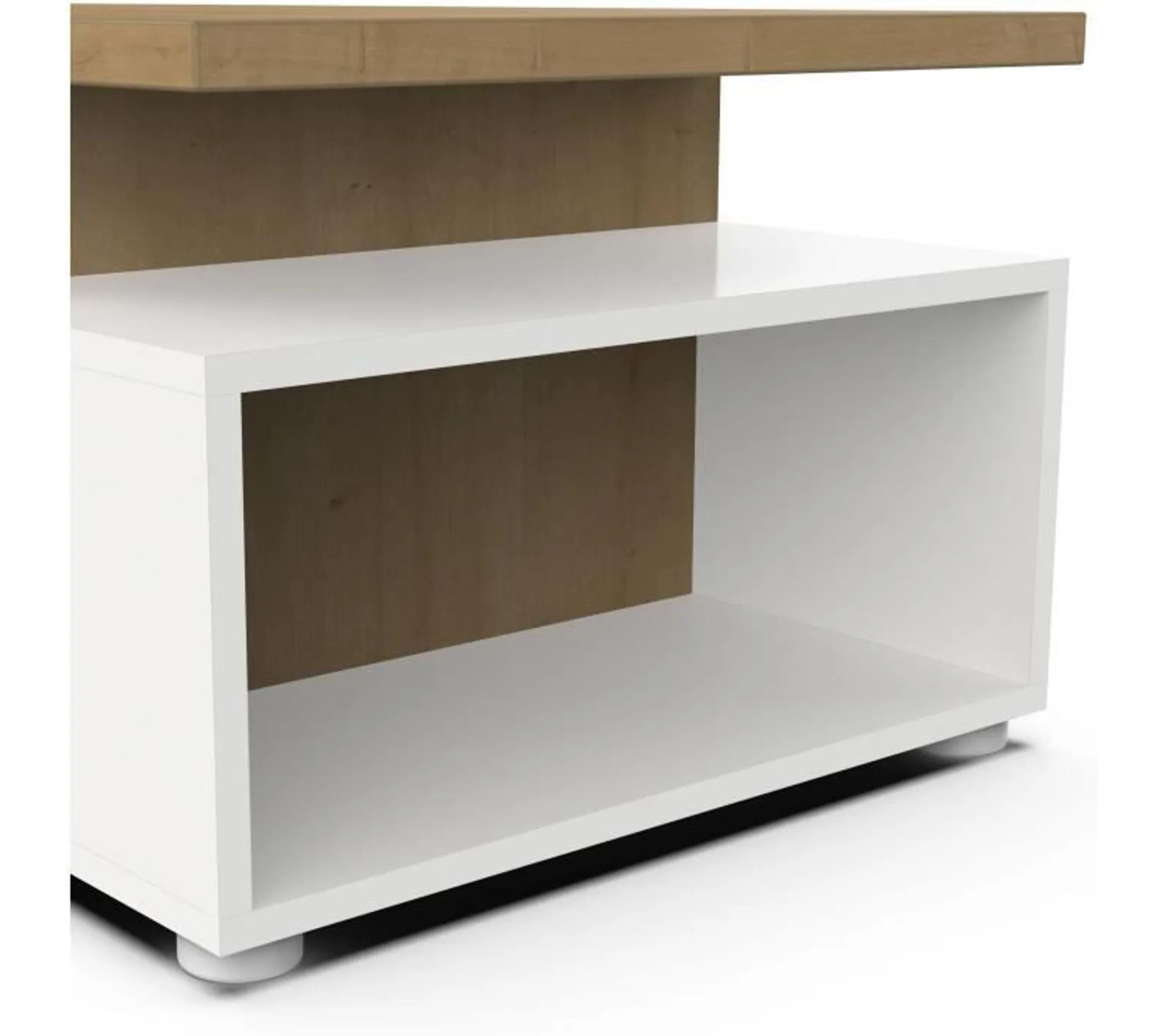 Table Basse Rectangulaire Access - 3 Niches - Décor Chêne Hamilton Et Blanc - L91,8 X P50 X H36 Cm