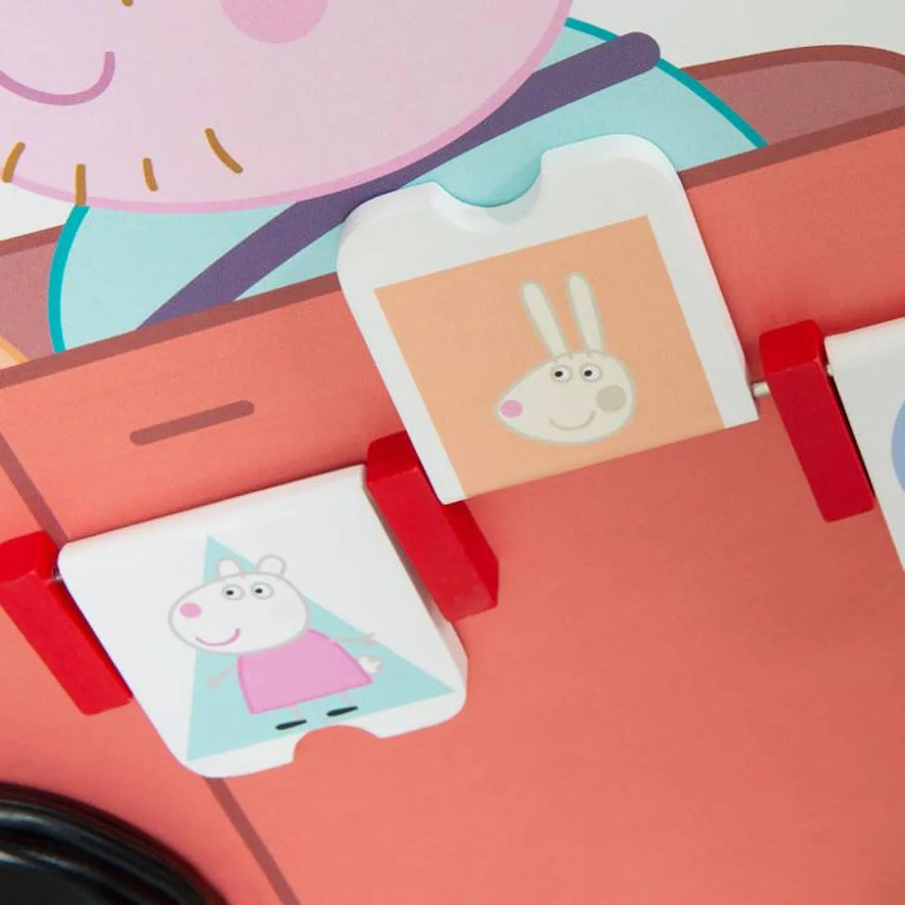 Trotteur Bébé Peppa Pig - Bus et Chariot Enfant - Horloge Boulier et Éléments à Tourner - Bois Rose - Blanc rose - Roba