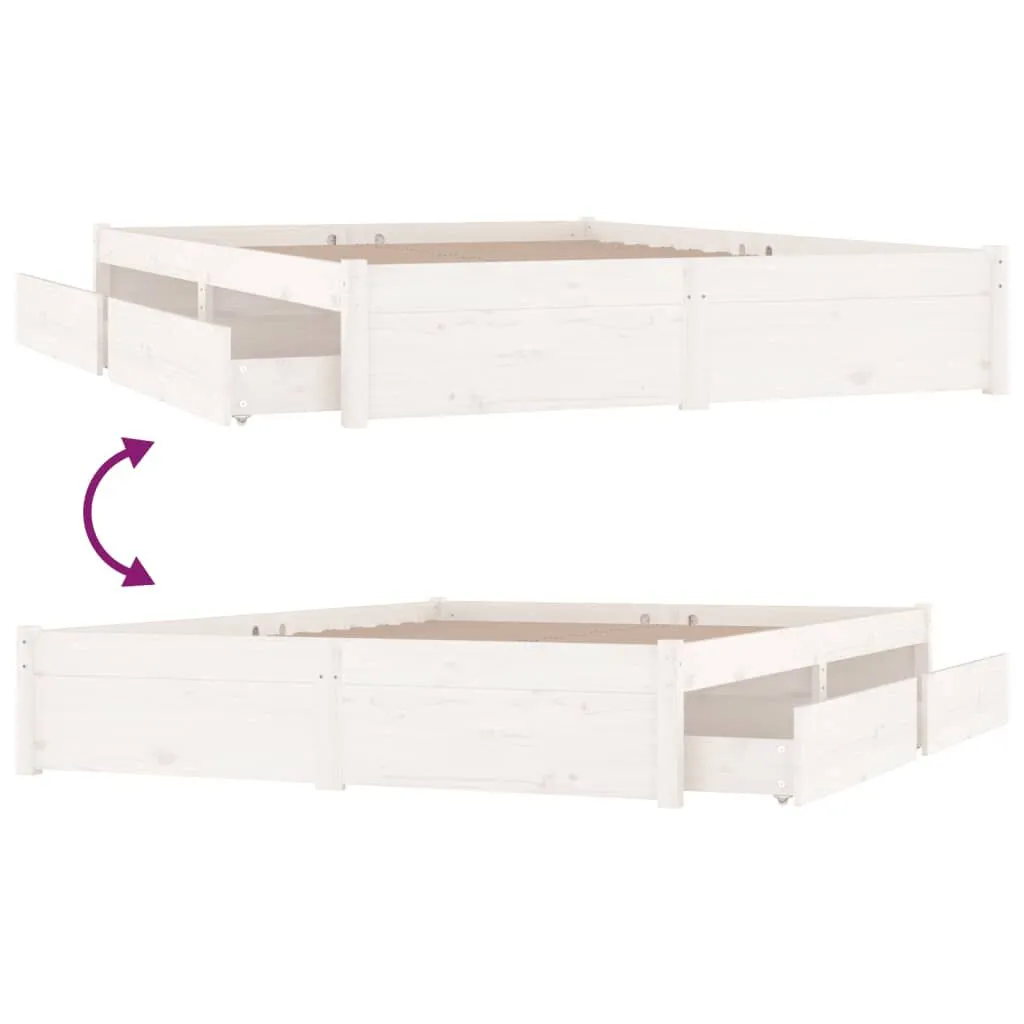 vidaXL Cadre de lit avec tiroirs Blanc 120x190 cm Petit double | vidaxl-fr